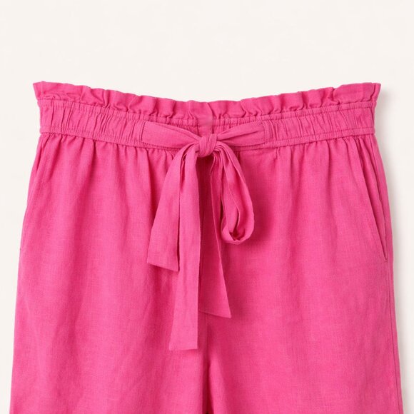 MICHAEL KORS Linen Blend Paperbag Cropped Pants Cerise Pink XL NWT Wide Leg - Picture 5 of 8